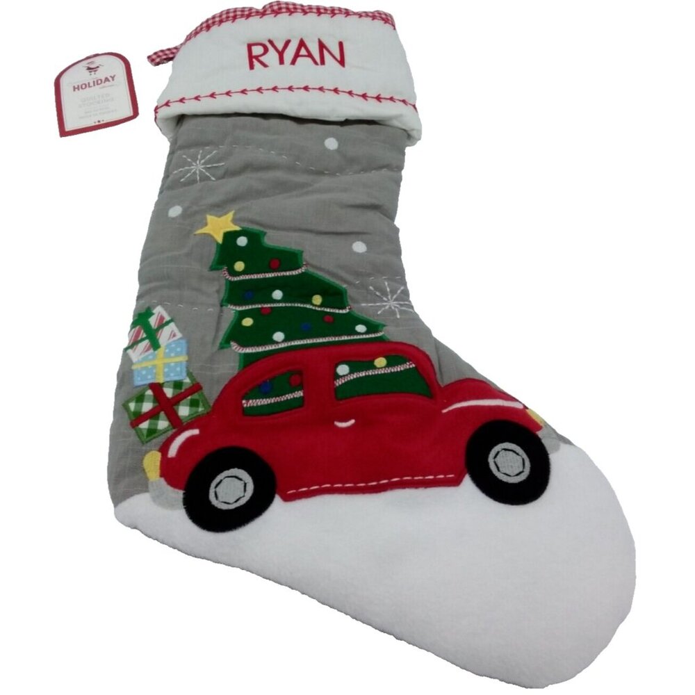 Pottery Barn Kids Ryan Red Car Christmas Tree Gifts Holiday Stocking Quilted